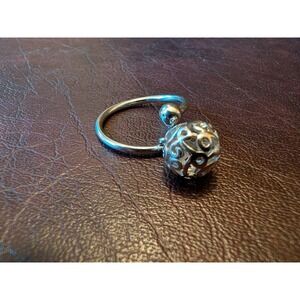 Sterling Silver 925 Dainty Ball Charm Ring Adjustable Women's Size 9